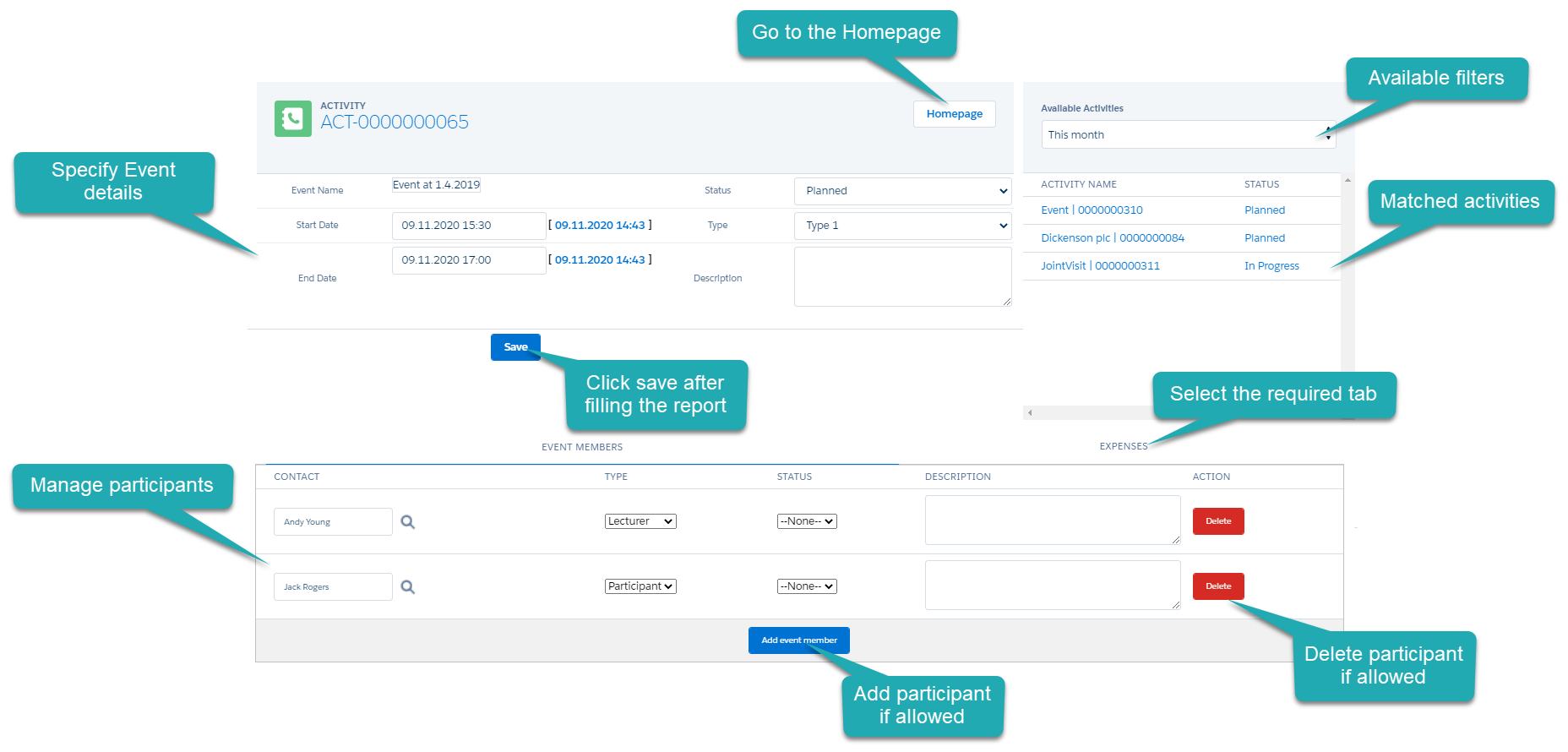 Activity Report Event