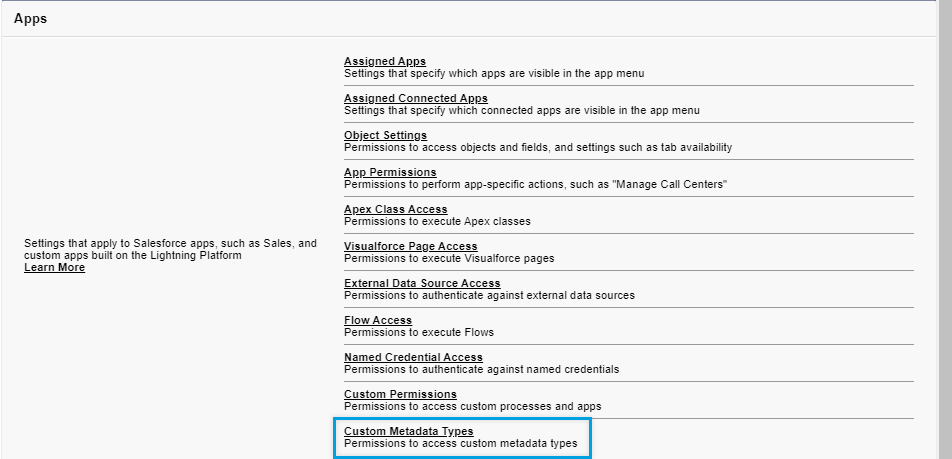 Custom Metadata Types