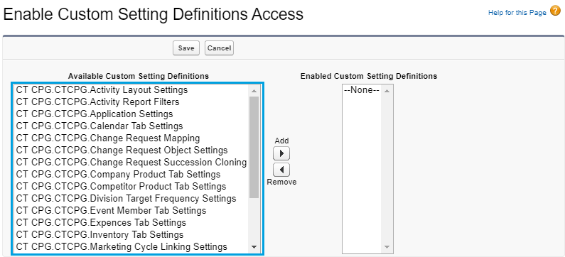 Enable Custom Setting Definitions Access permission set