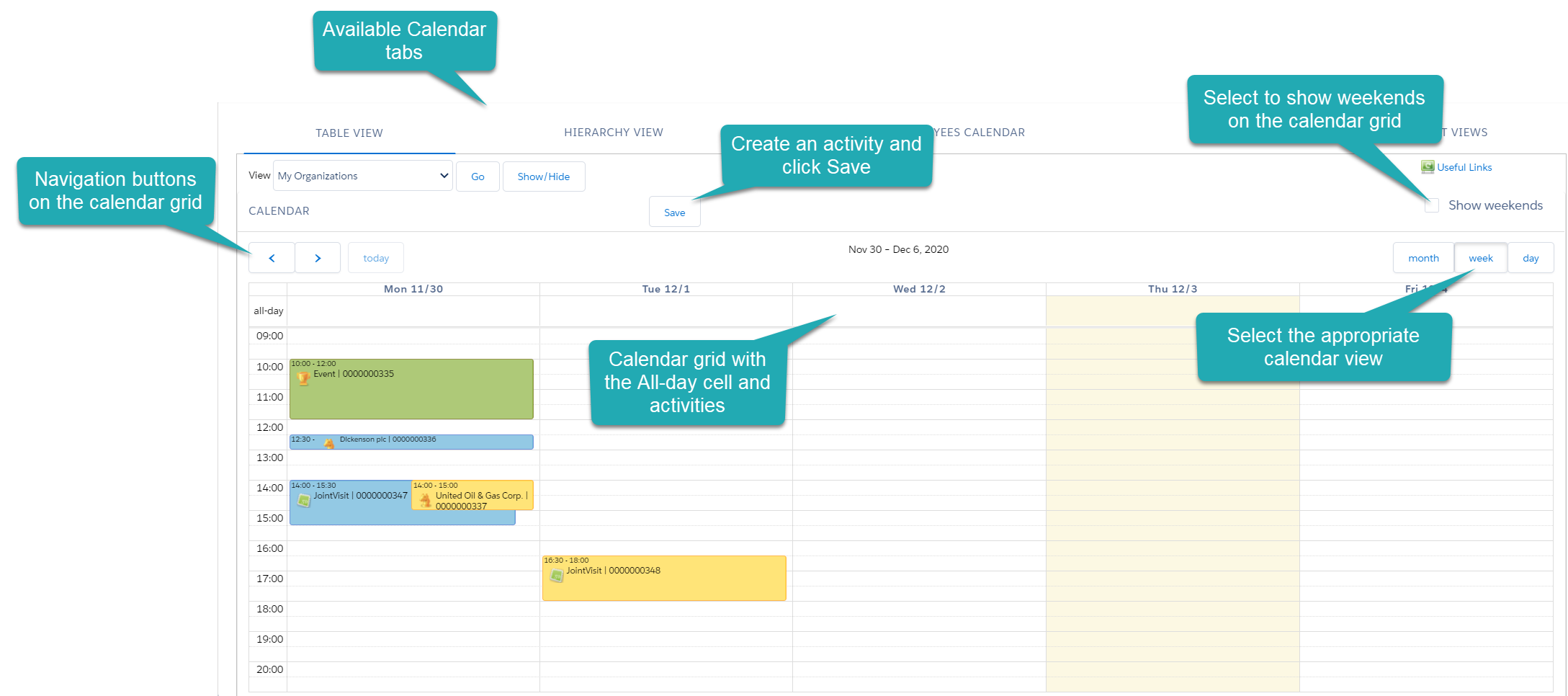 Legacy Calendar Interface