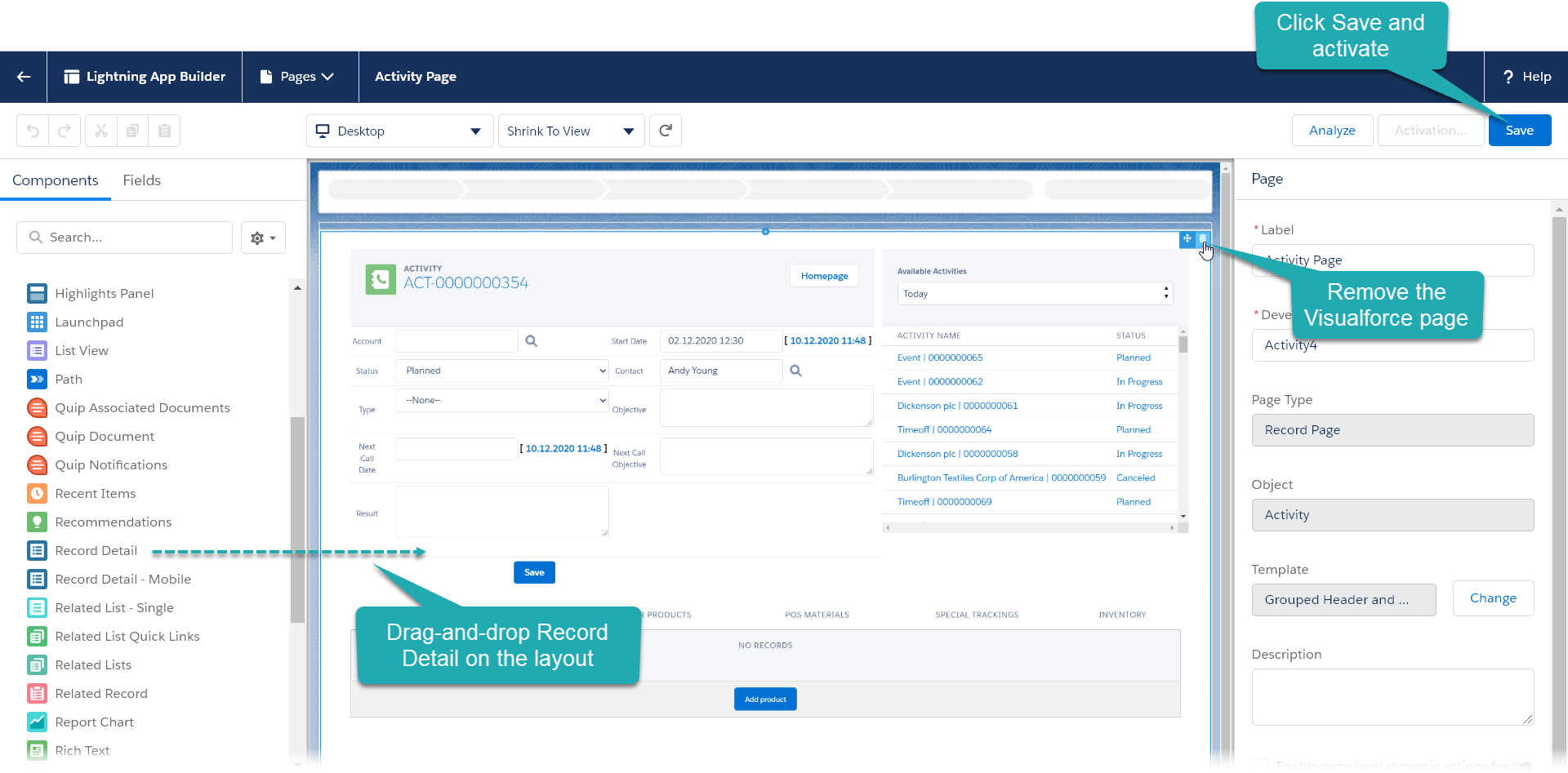 Lightning App Builder Activity Report