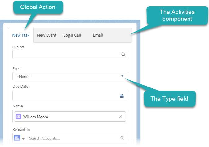 New Task global action