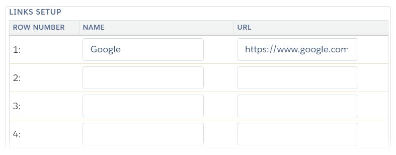 Settings Links Setup