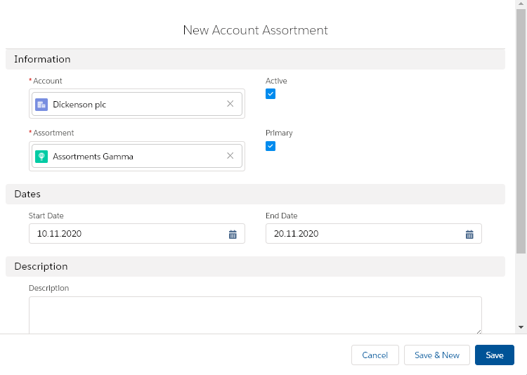 assign account to assortment