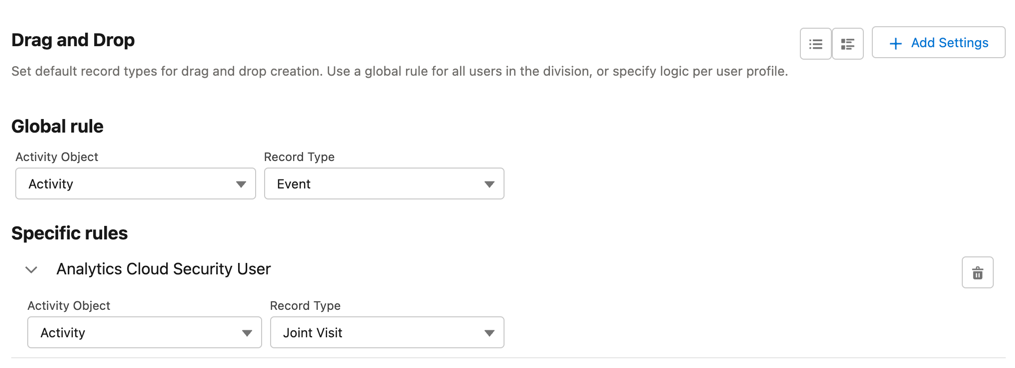 cpg settings drag and drop
