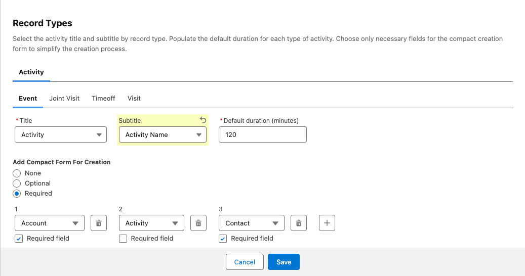 cpg settings record types