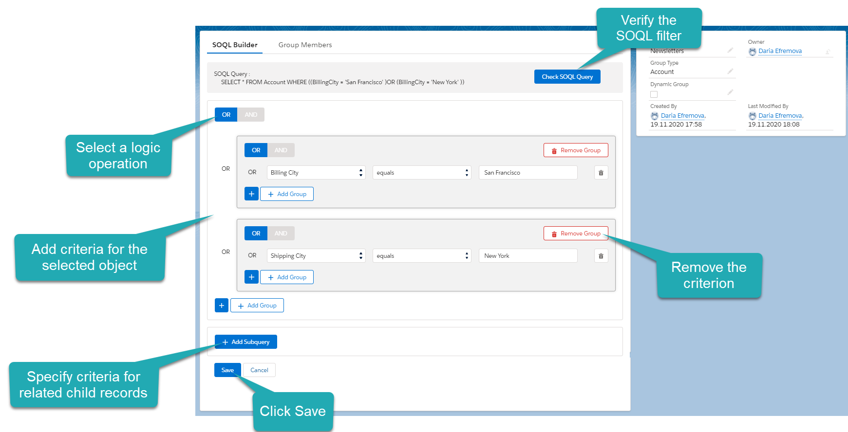 create a new static group 2