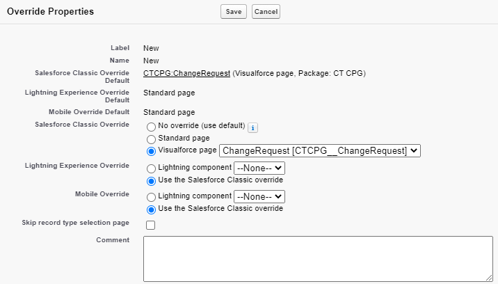 override Change Request buttons