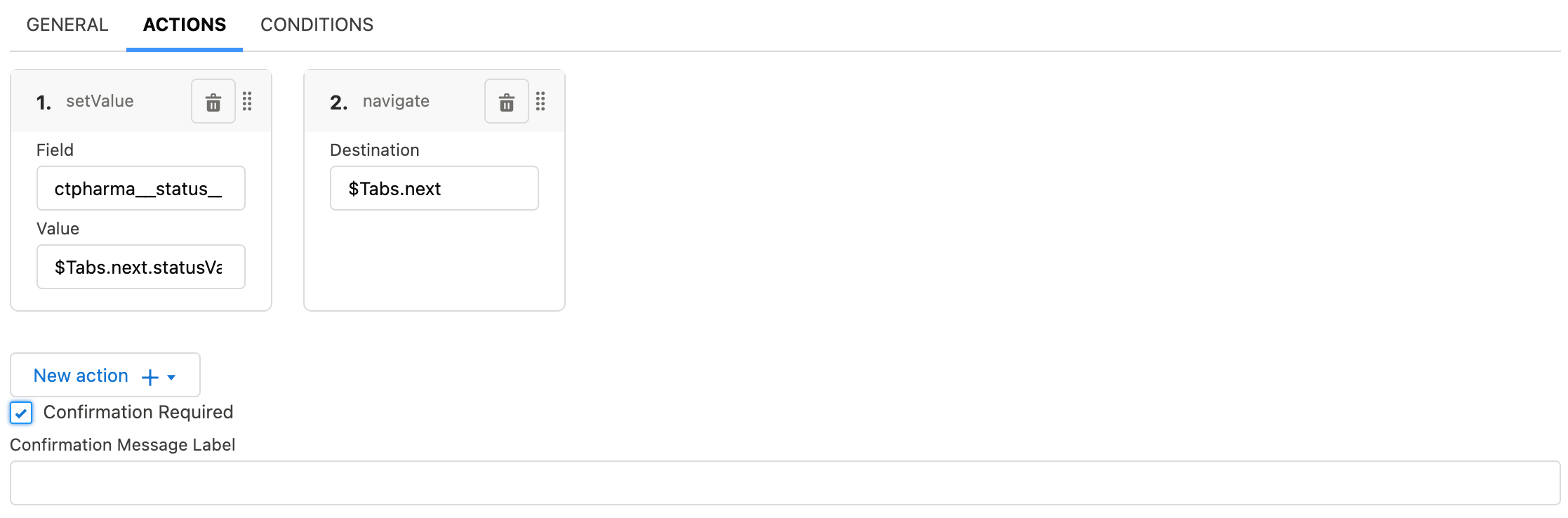 Navigation Button Actions