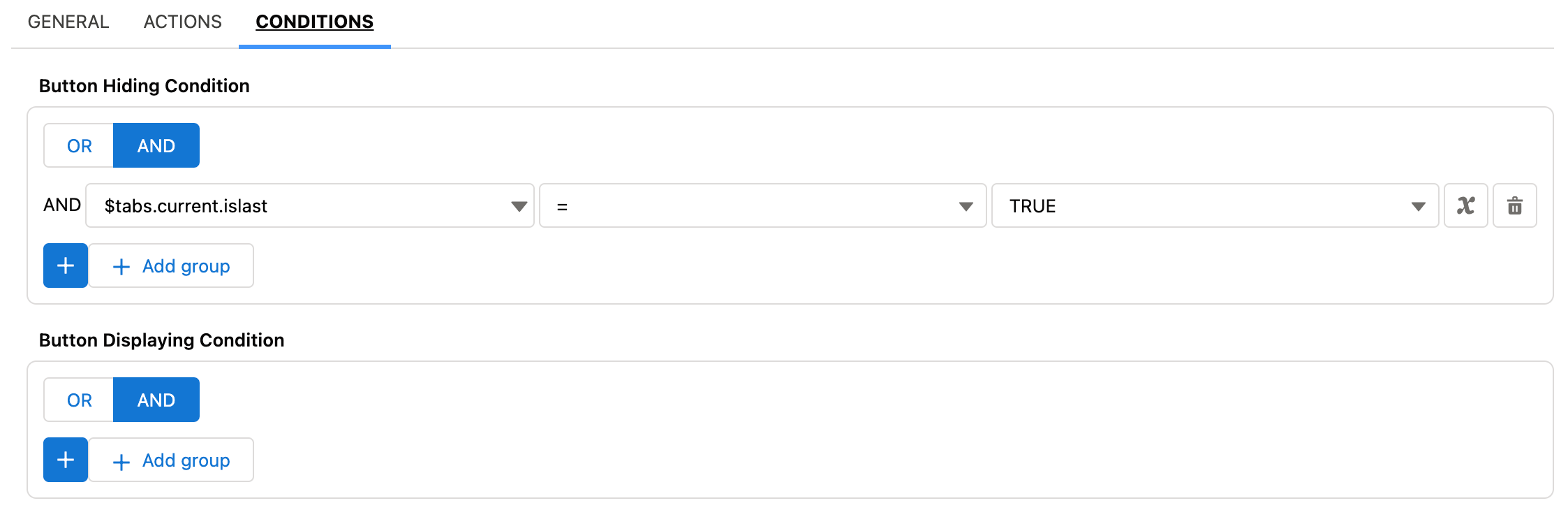 Navigation Button Conditions