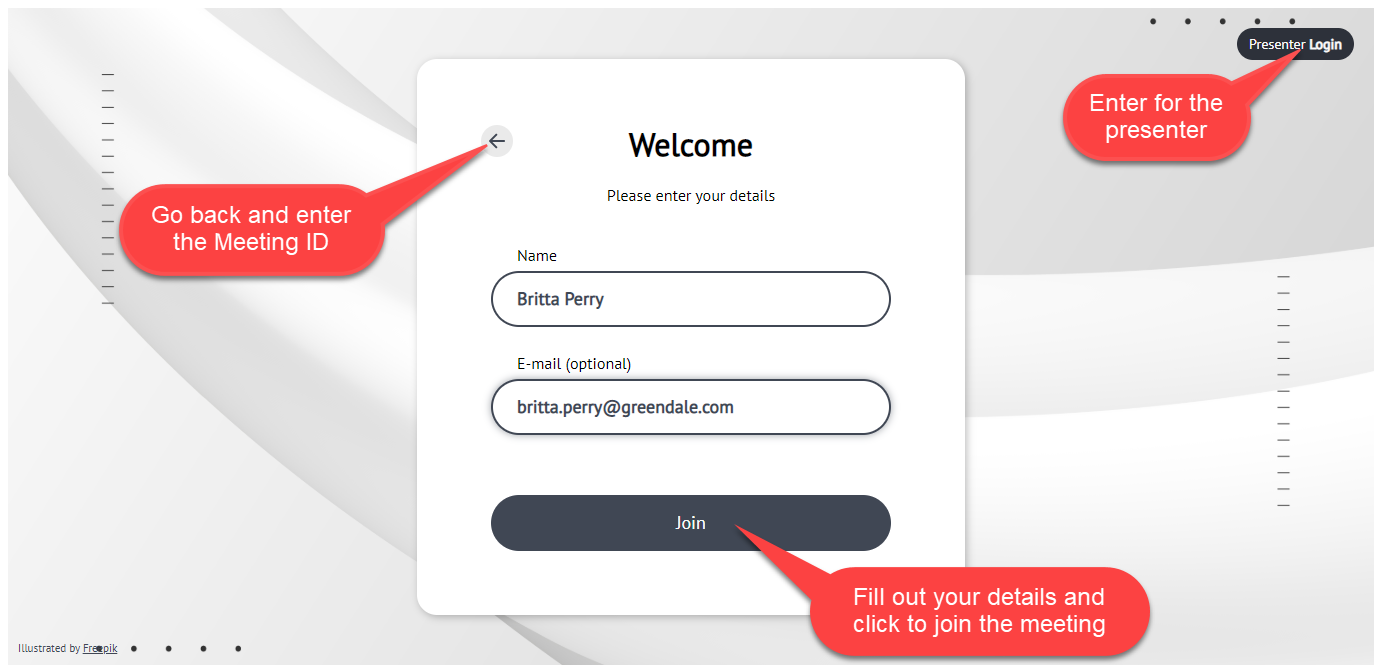 attendee hello screen