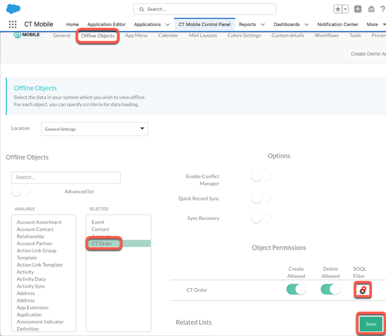 ct mobile offline orders tab