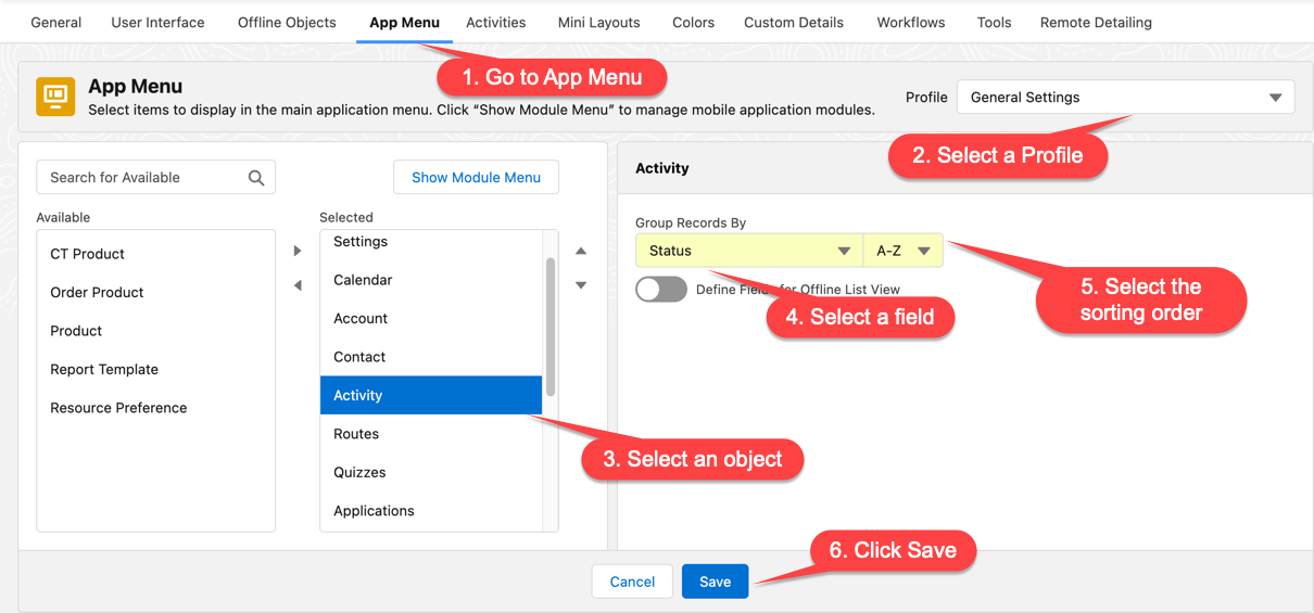 ctm control panel new app menu grouping records