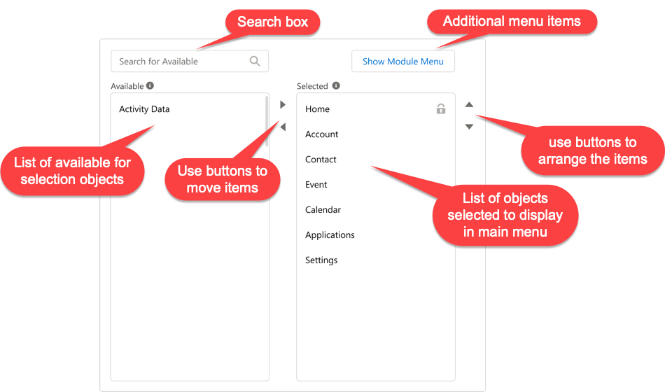 ctm control panel new app menu items