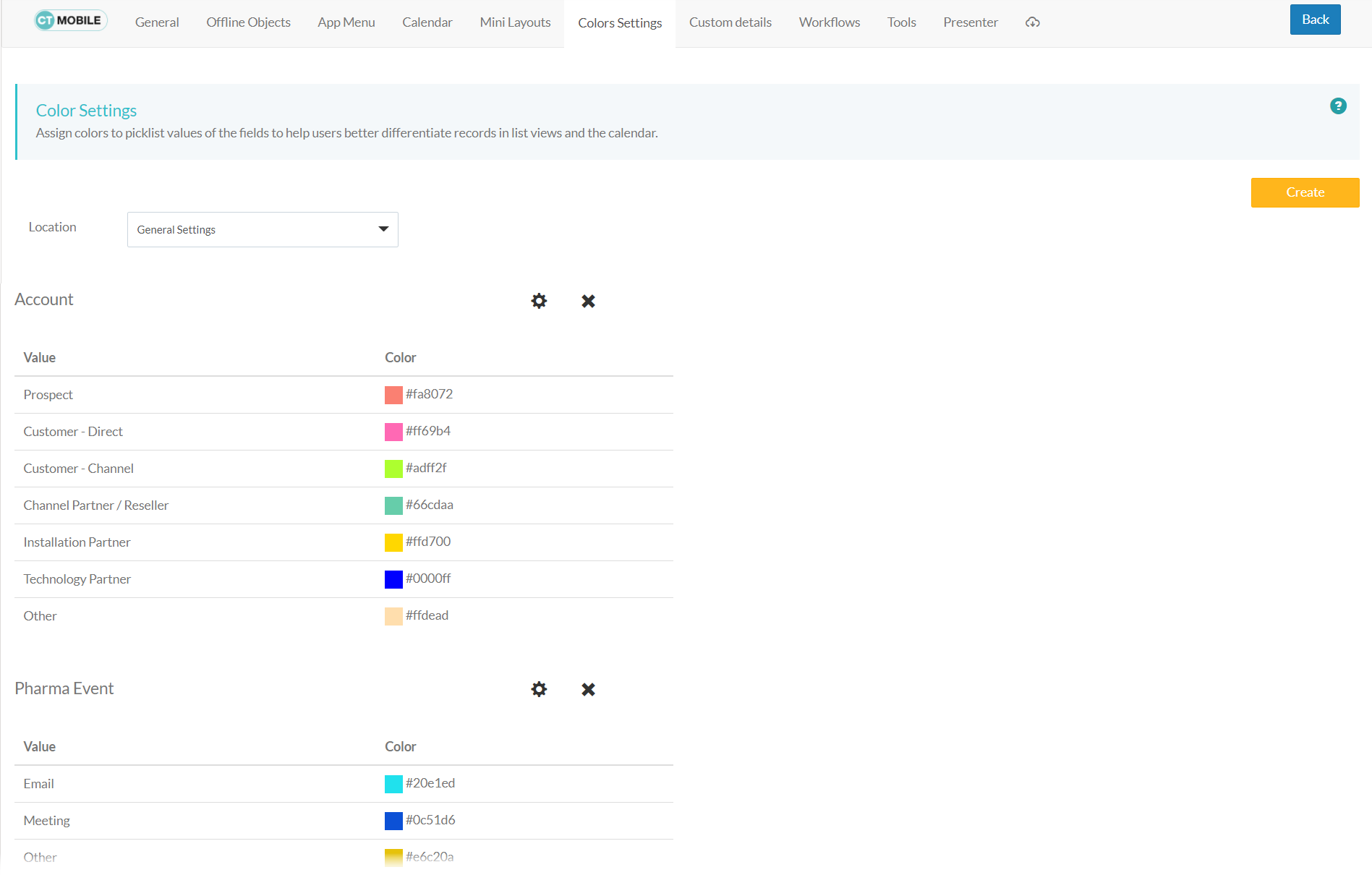 ctm control panel coor settings