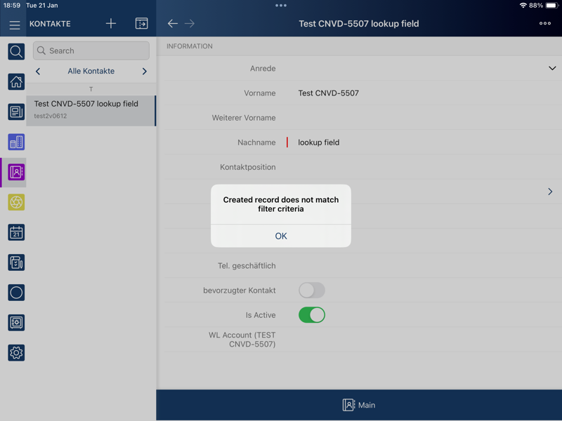 record doesnot match filter criteria