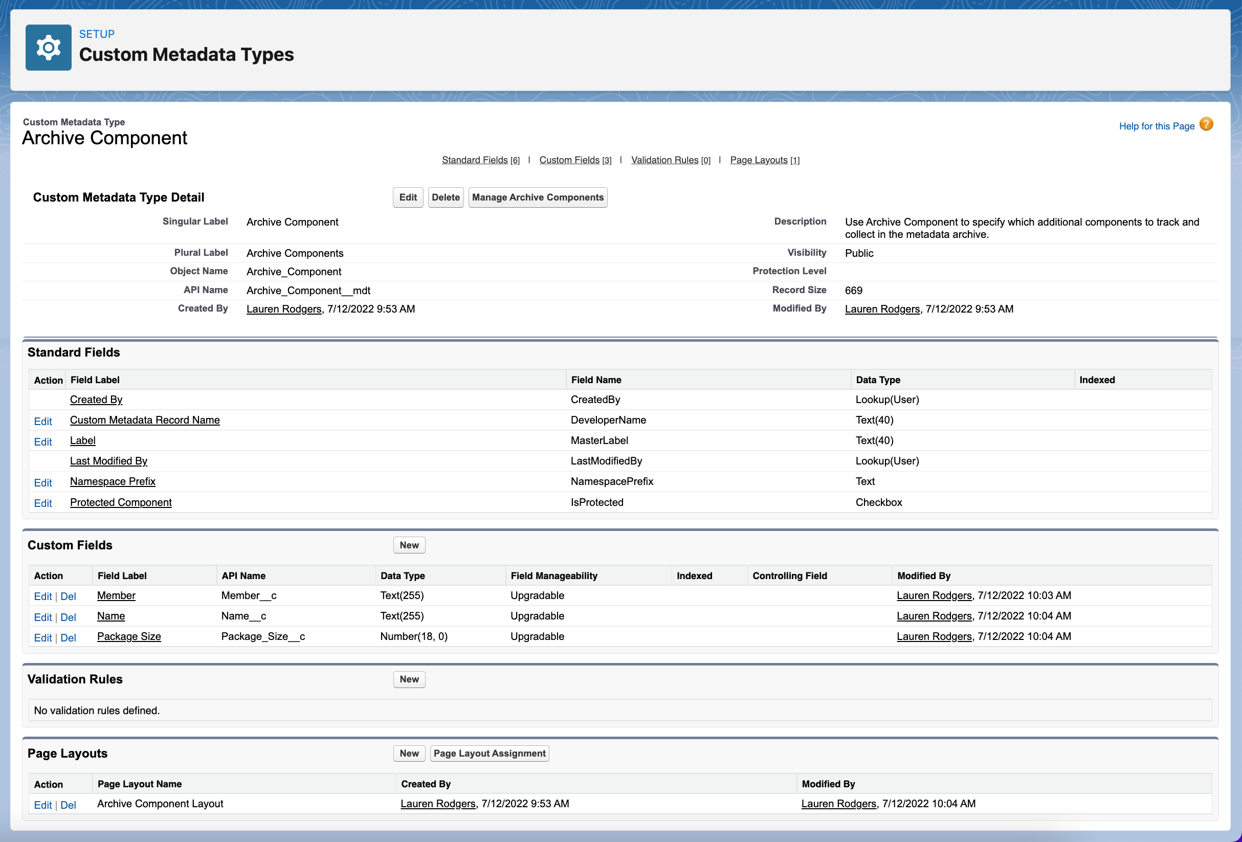 Archive Component Example