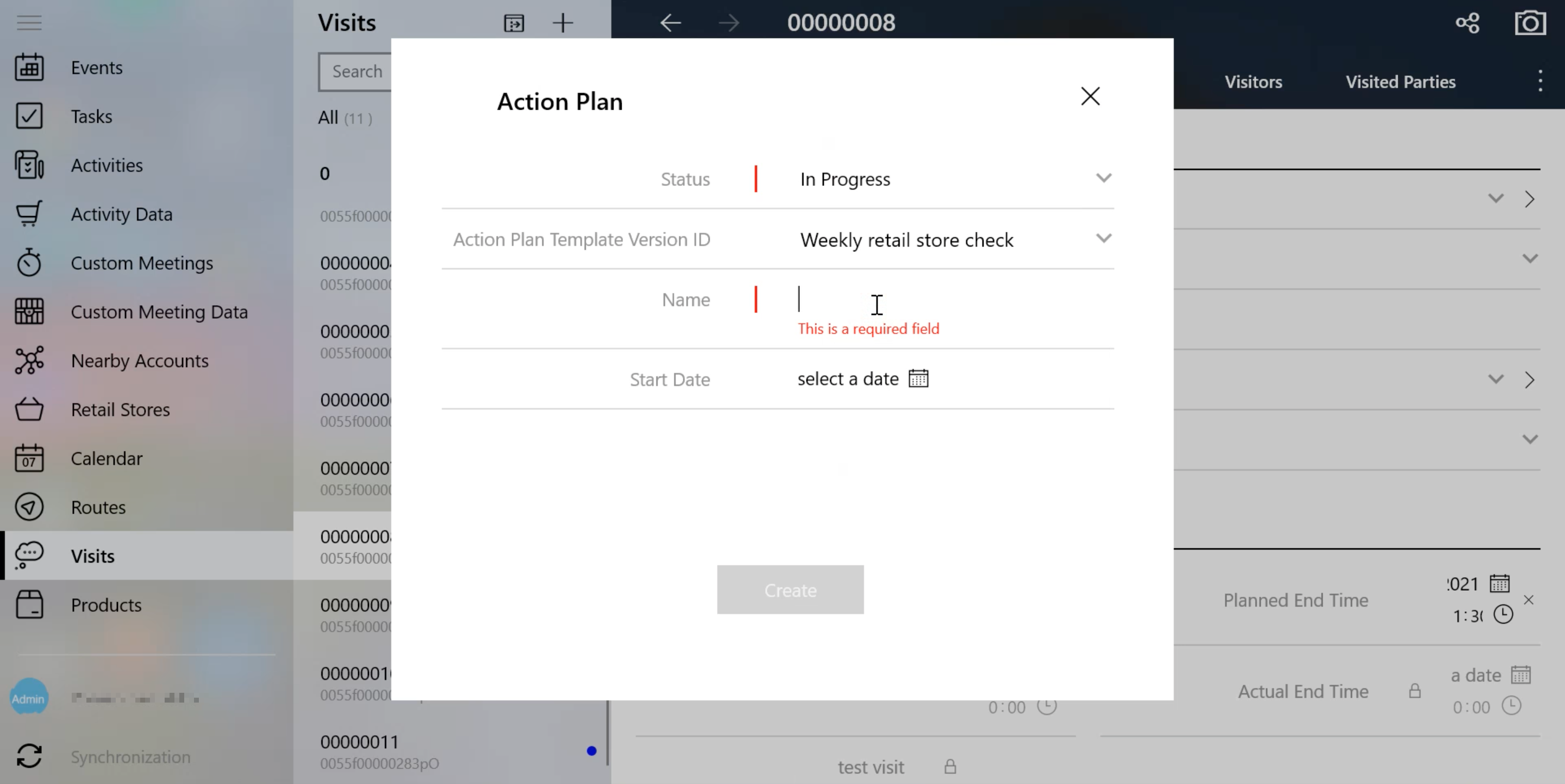 Link Action Plan to Visit