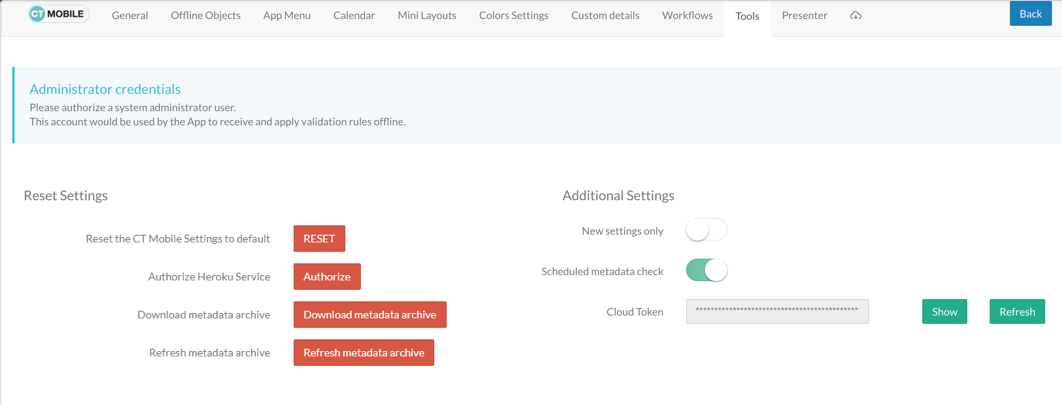 Tools new settings only