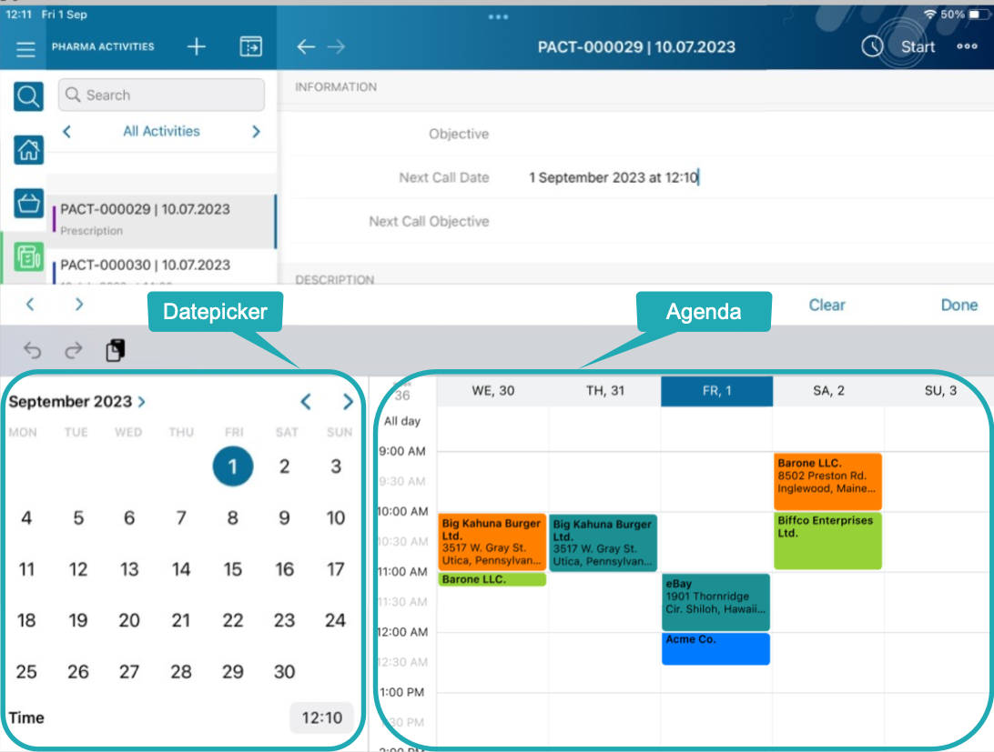 add activity mini calendar