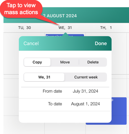 calendar mass actions