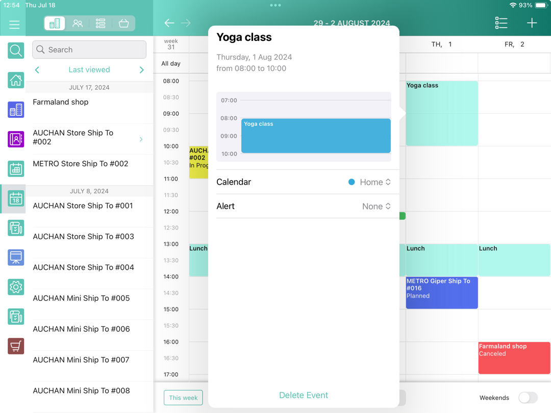 calendar tap activity