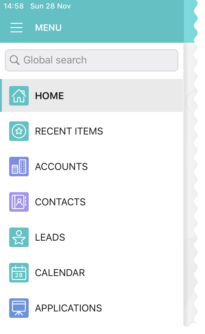 color menu item ios en