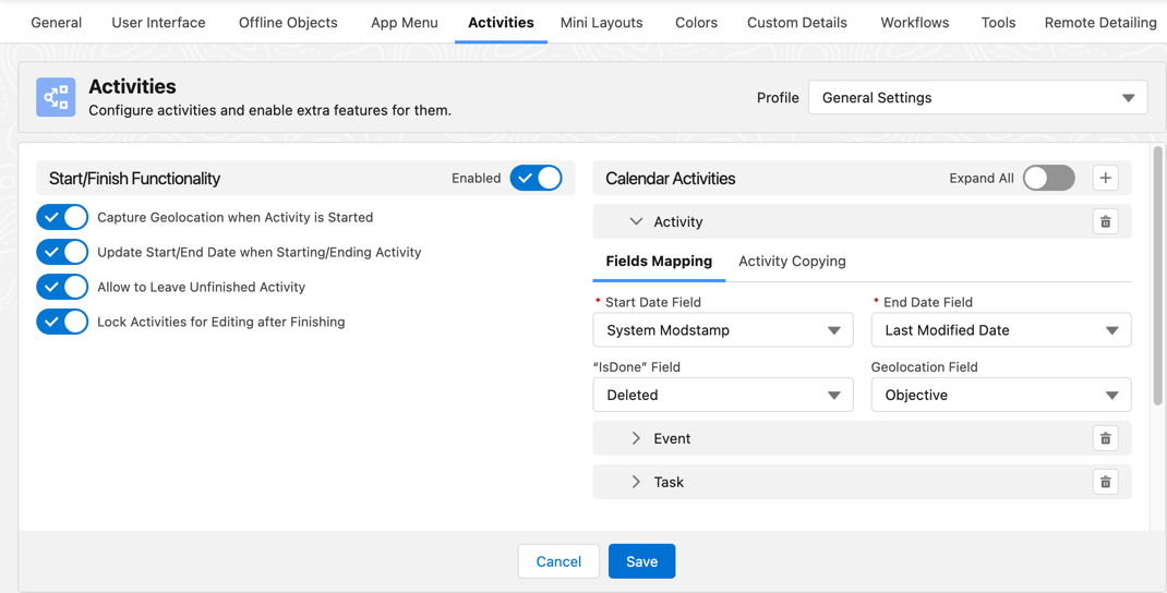 ctm control panel activities