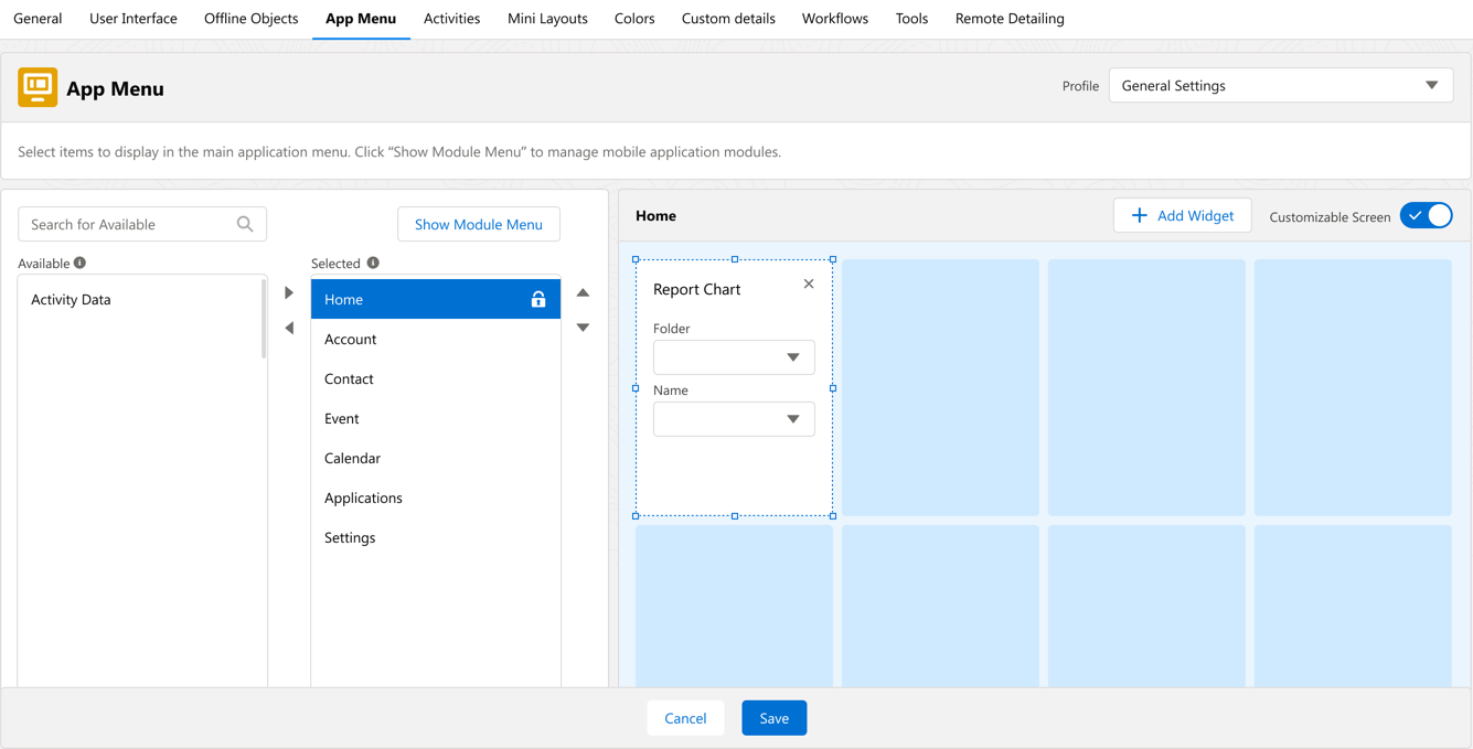 ctm control panel new app menu home