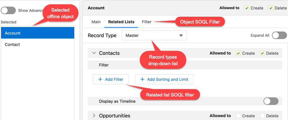 ctm control panel new managing offline objects SOQL filters