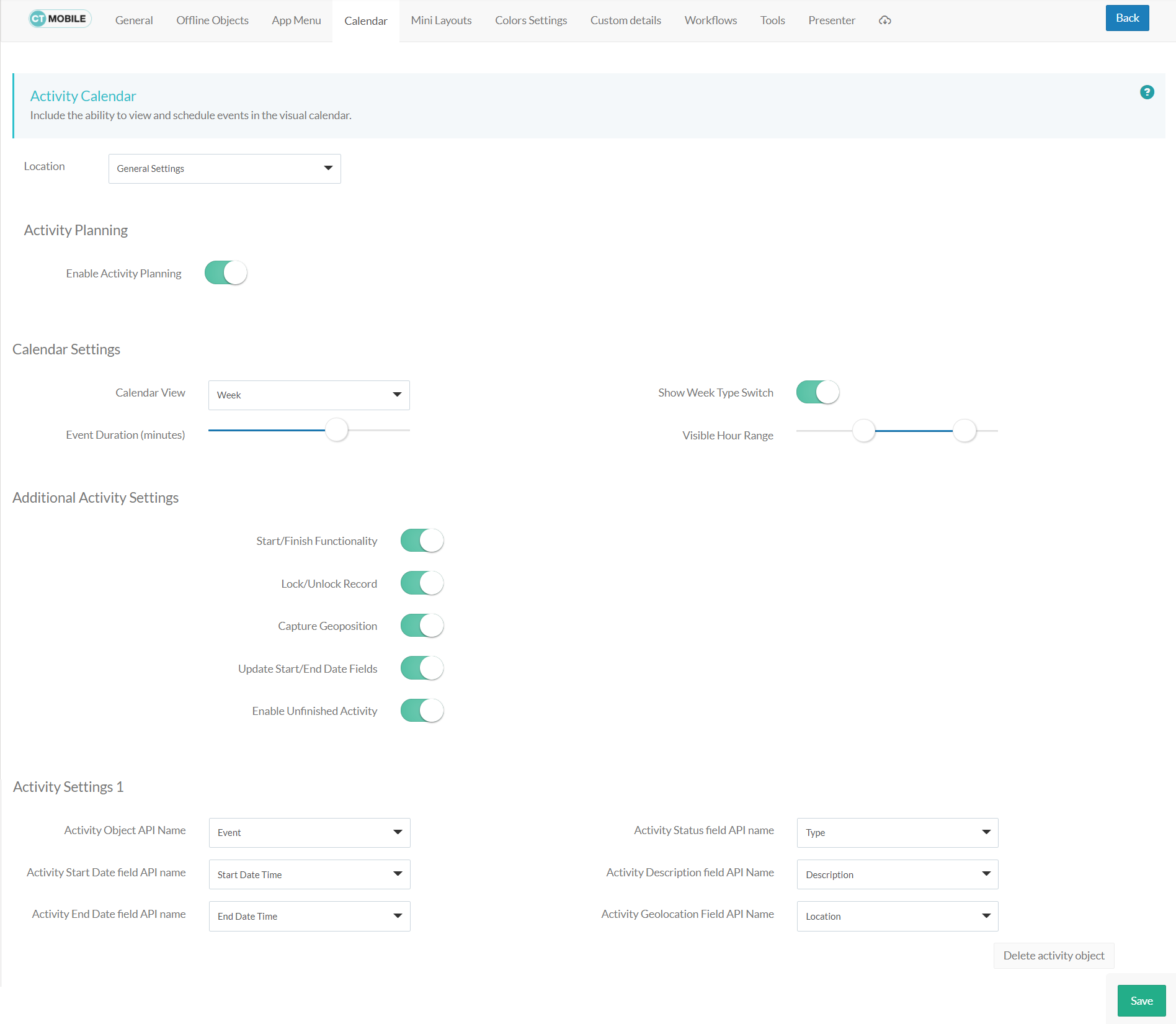 ctm control panel calendar