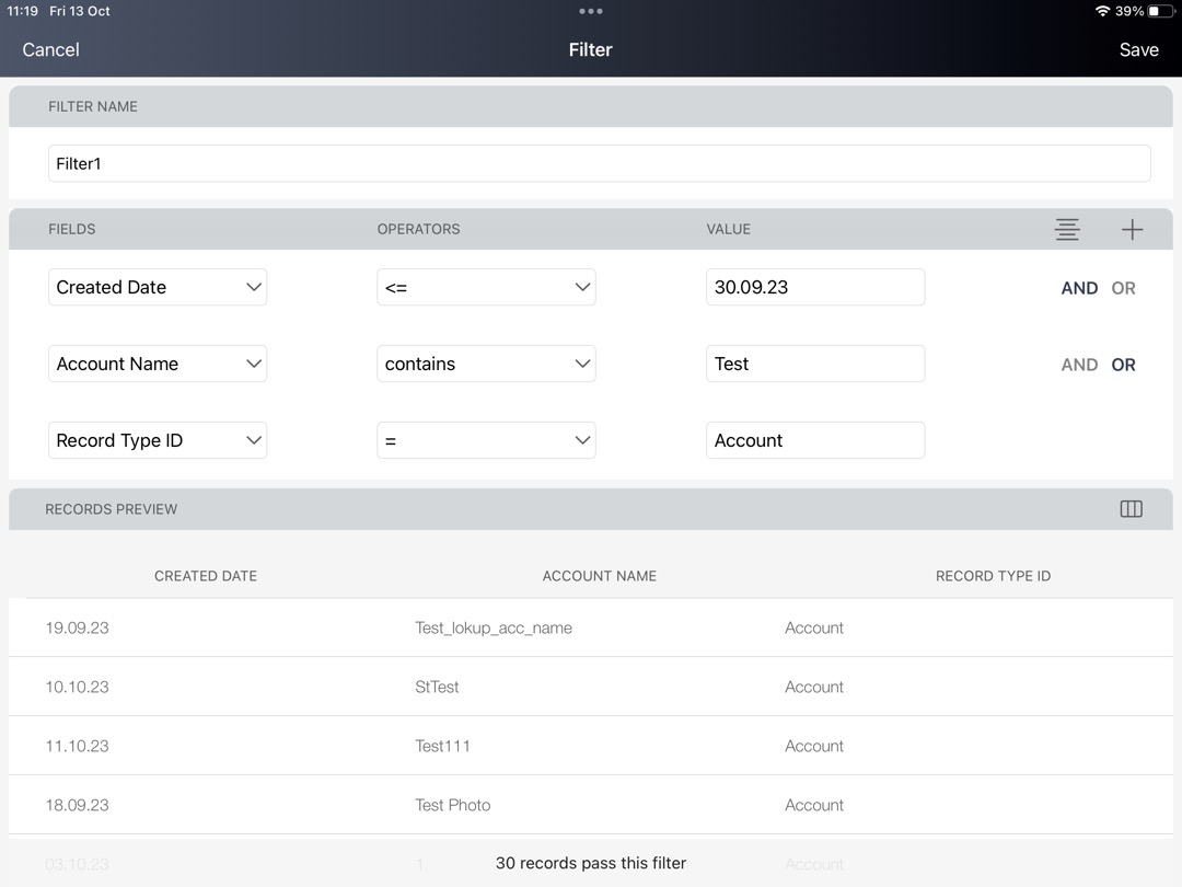 ios calendar filter form
