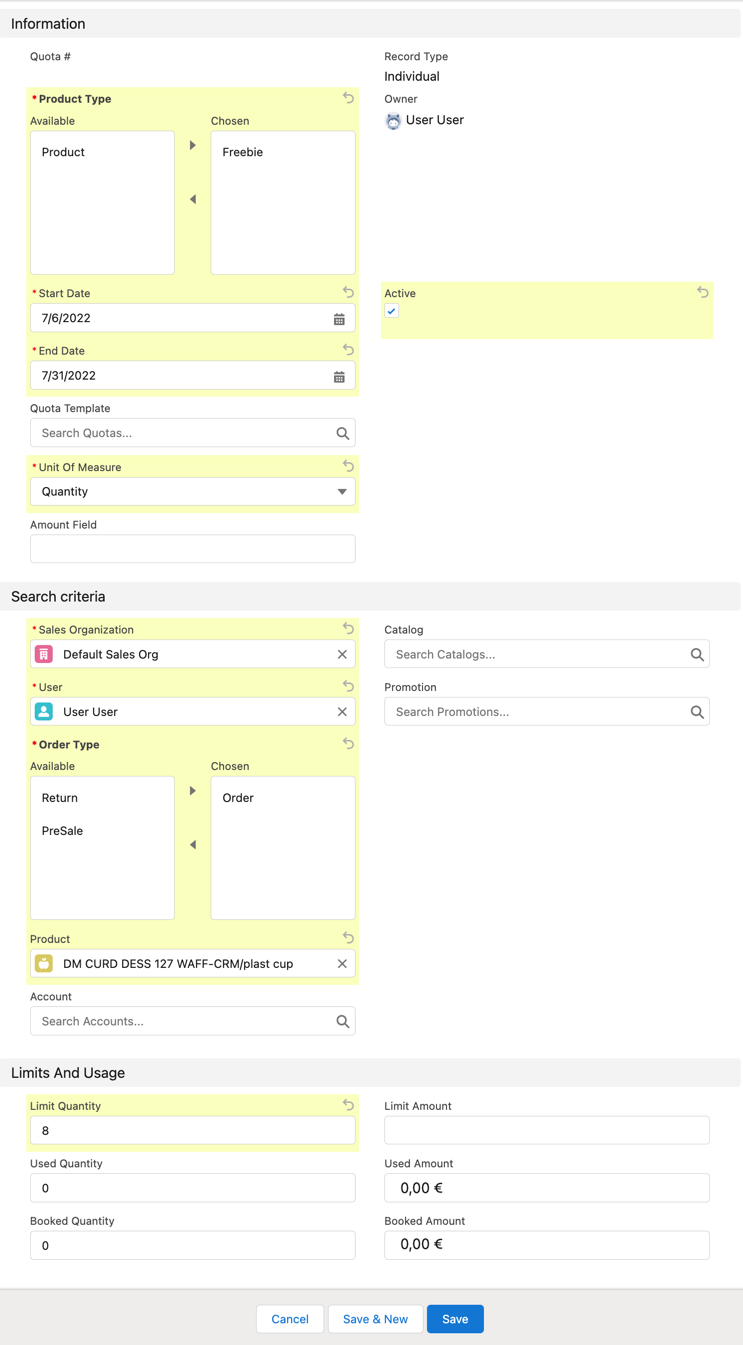 6.3 Individual Quota for a Freebie