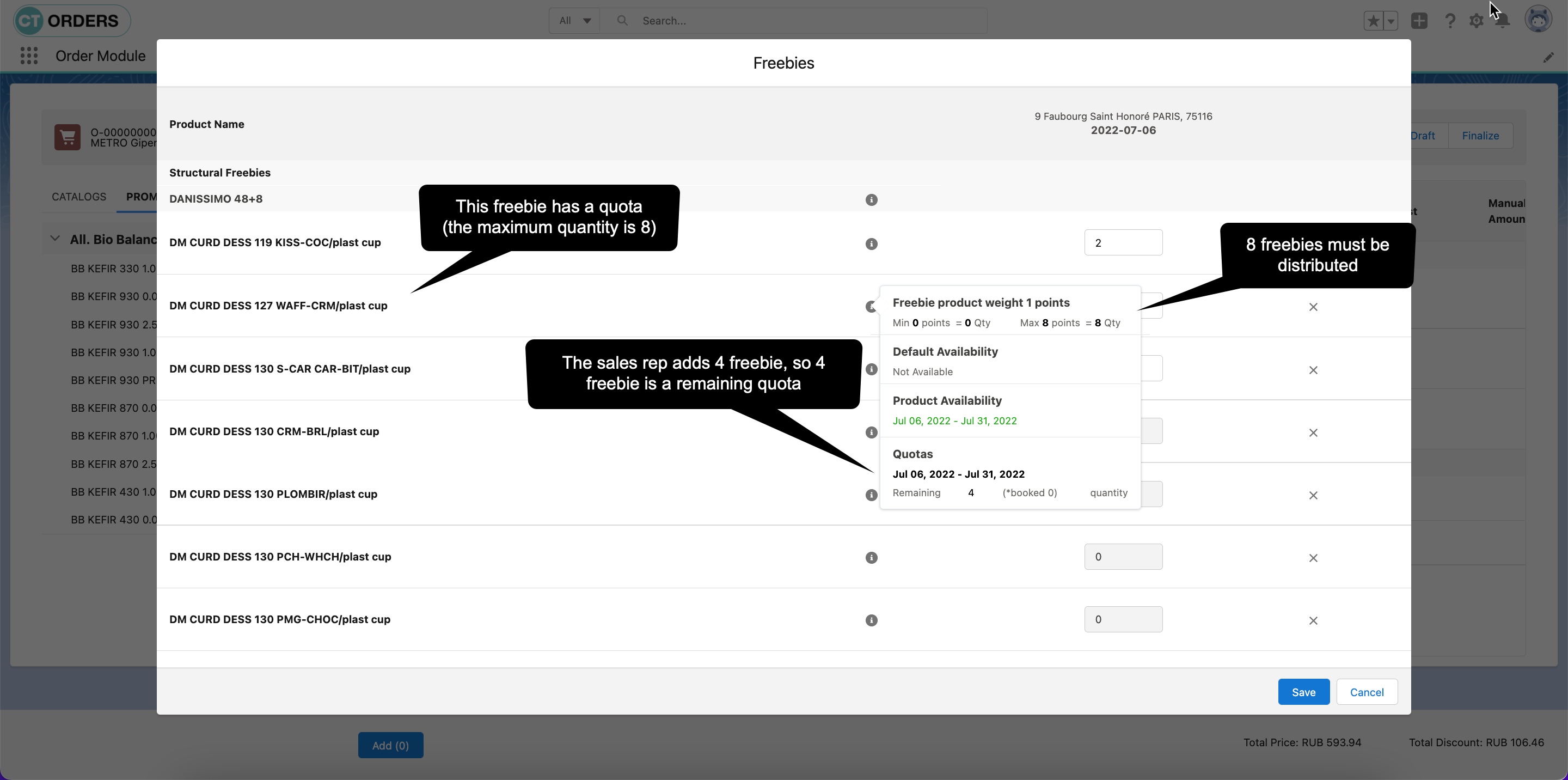 First Order Quota for a Freebie