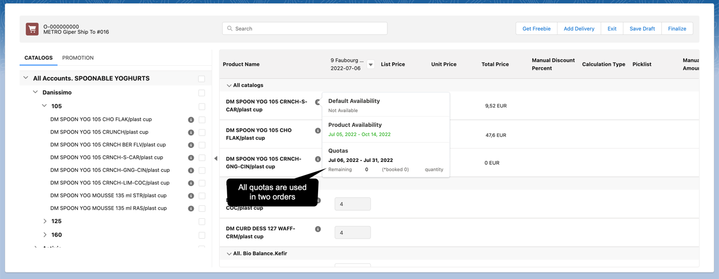 First Order Quota for a Product 2