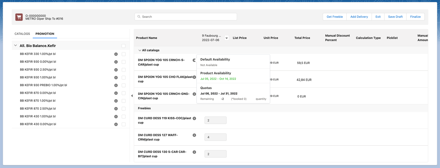 First Order Quota for a Product