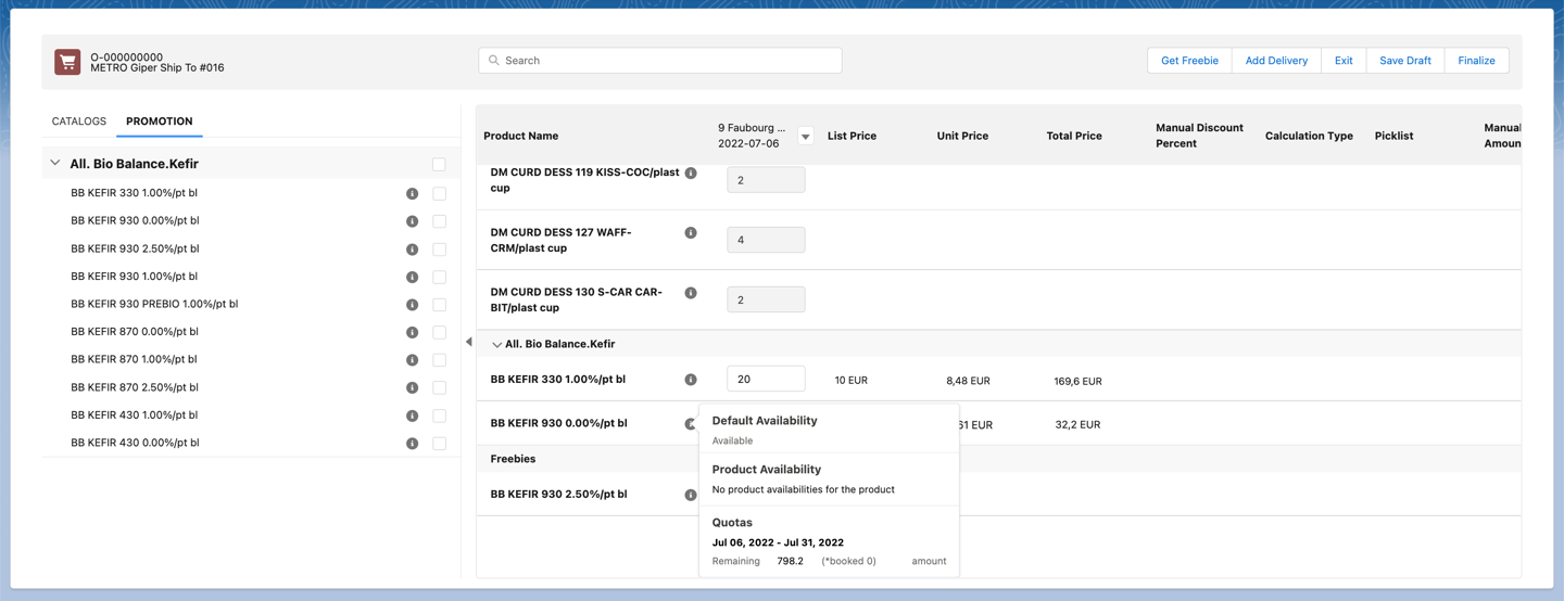 First Order Quota for a Promo