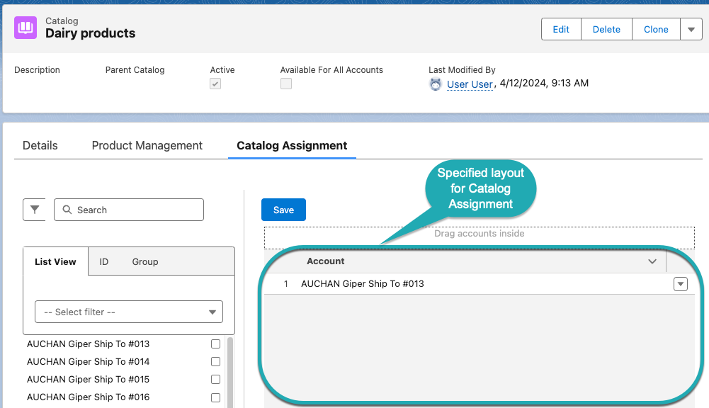Layout Catalog Assignment