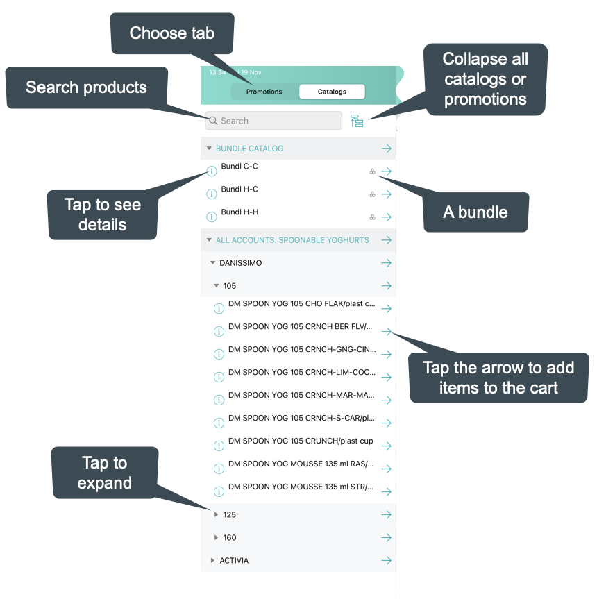 List of Products Order Cart iOS