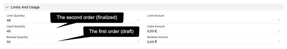 Quotas for a Product (2 orders)