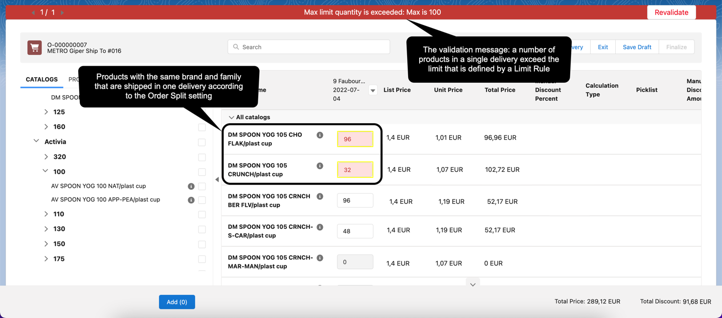 Workshop 6.0 Exceed Limit Rule Quantity per Delivery