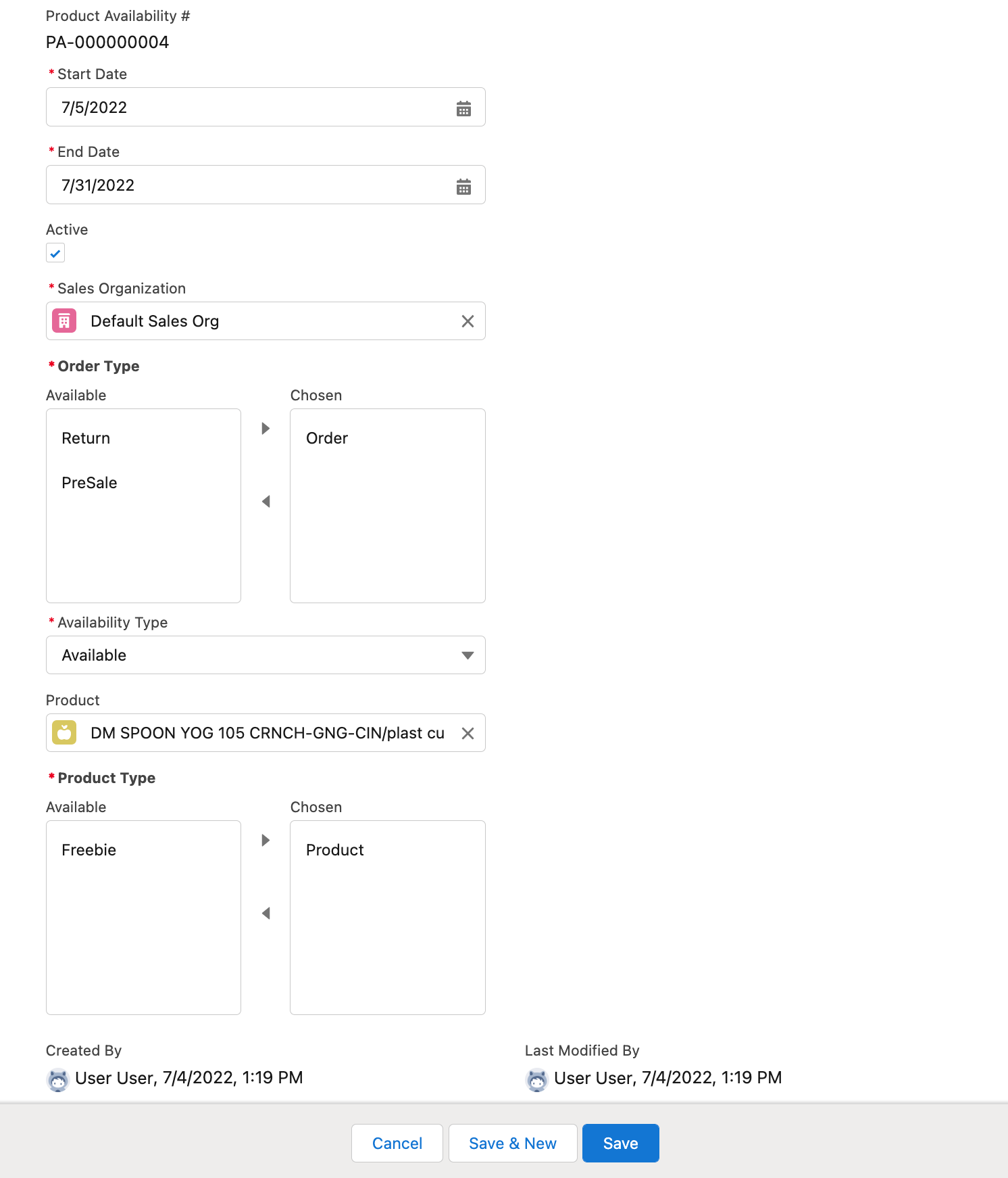 Workshop 6.1 PA Available Product