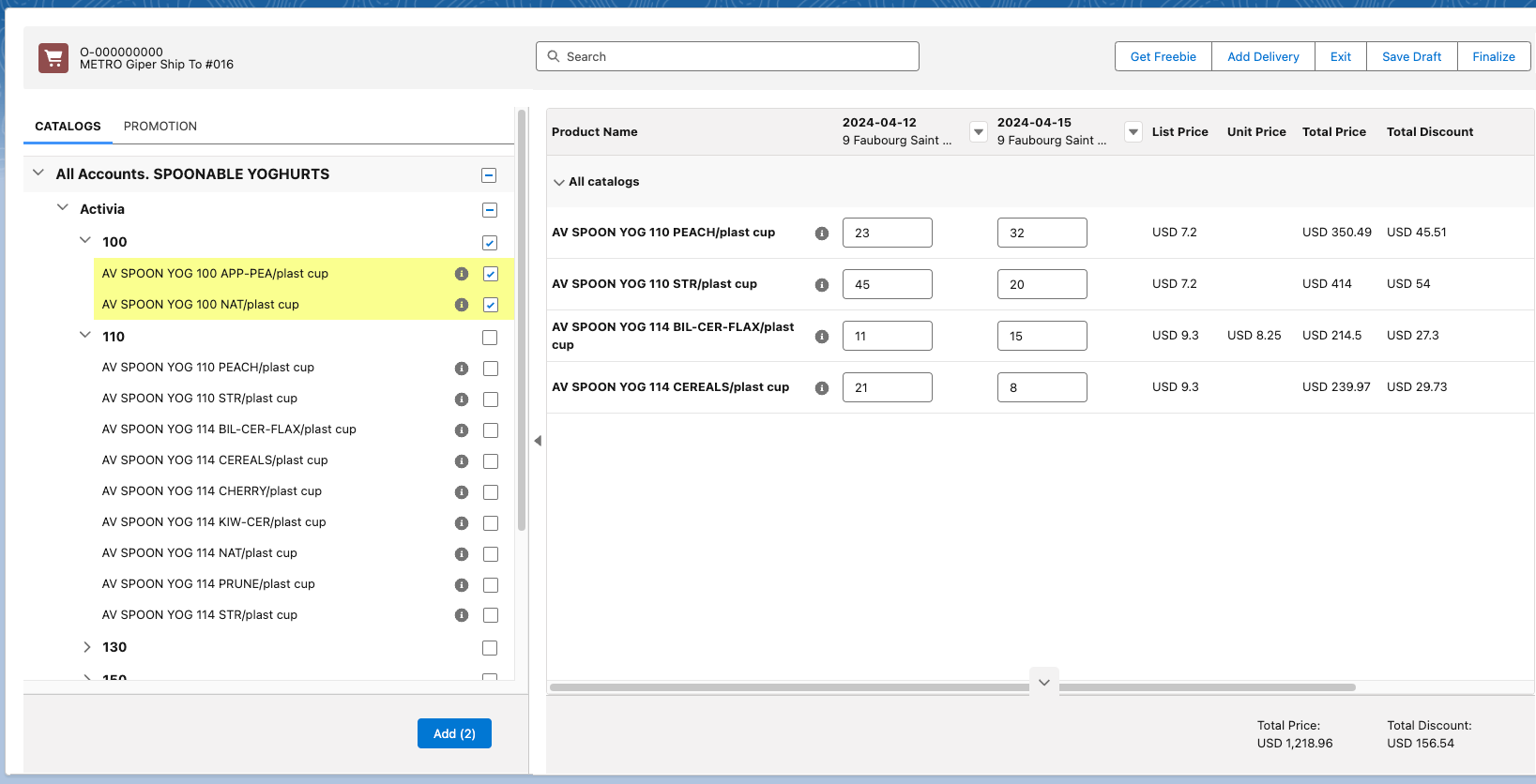 catalogs product management order cart
