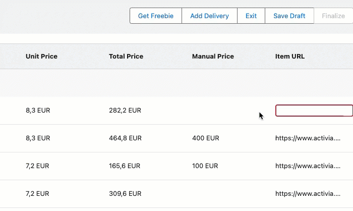 ctorders editable fields