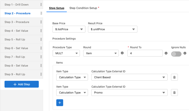 pricing procedure v2 example step2