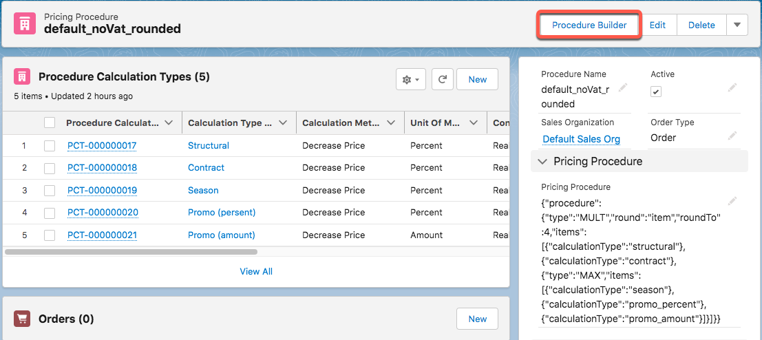 procedure builder button