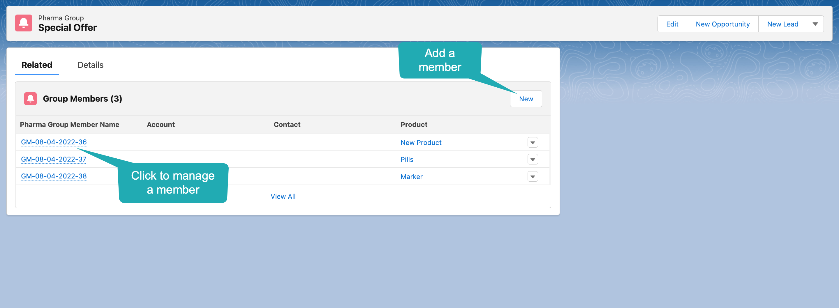 Create a dynamic Pharma Group Members