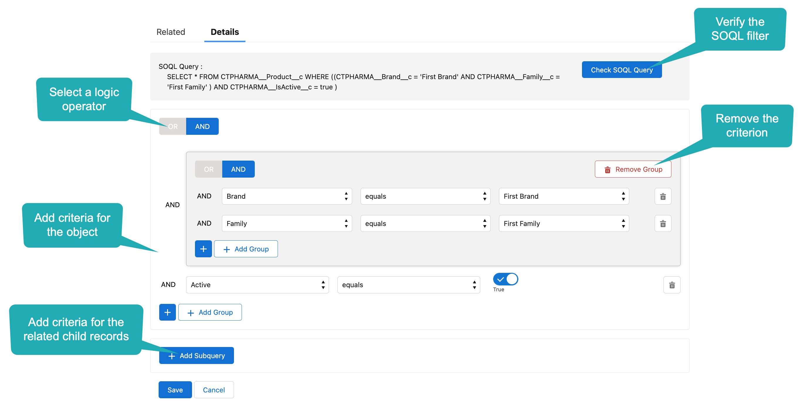 Create a dynamic Pharma Group SOQL Builder