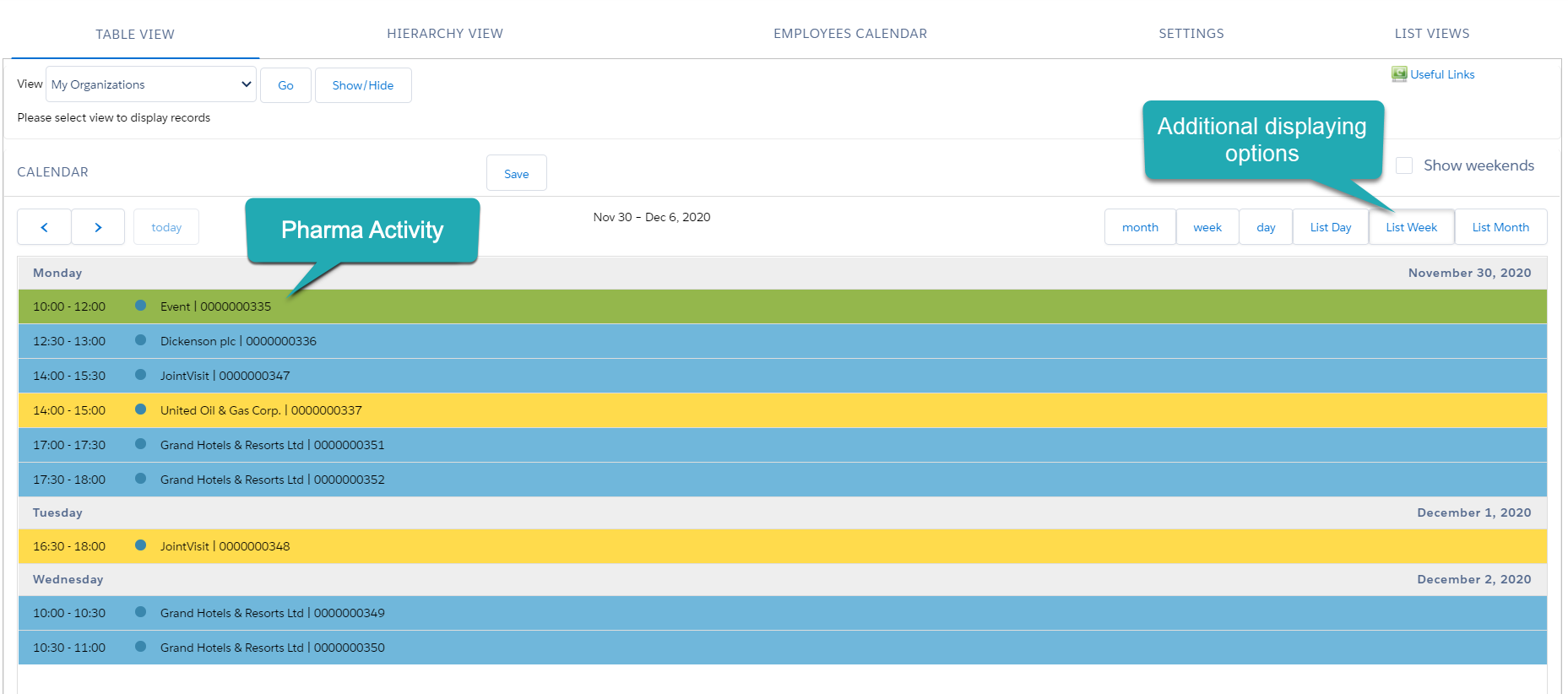Pharma List Calendar