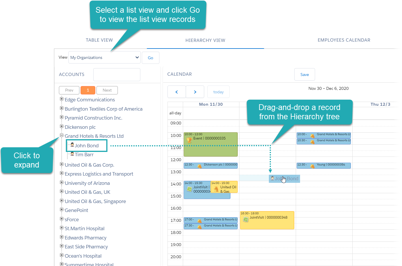 Pharma drag and drop hierarchy